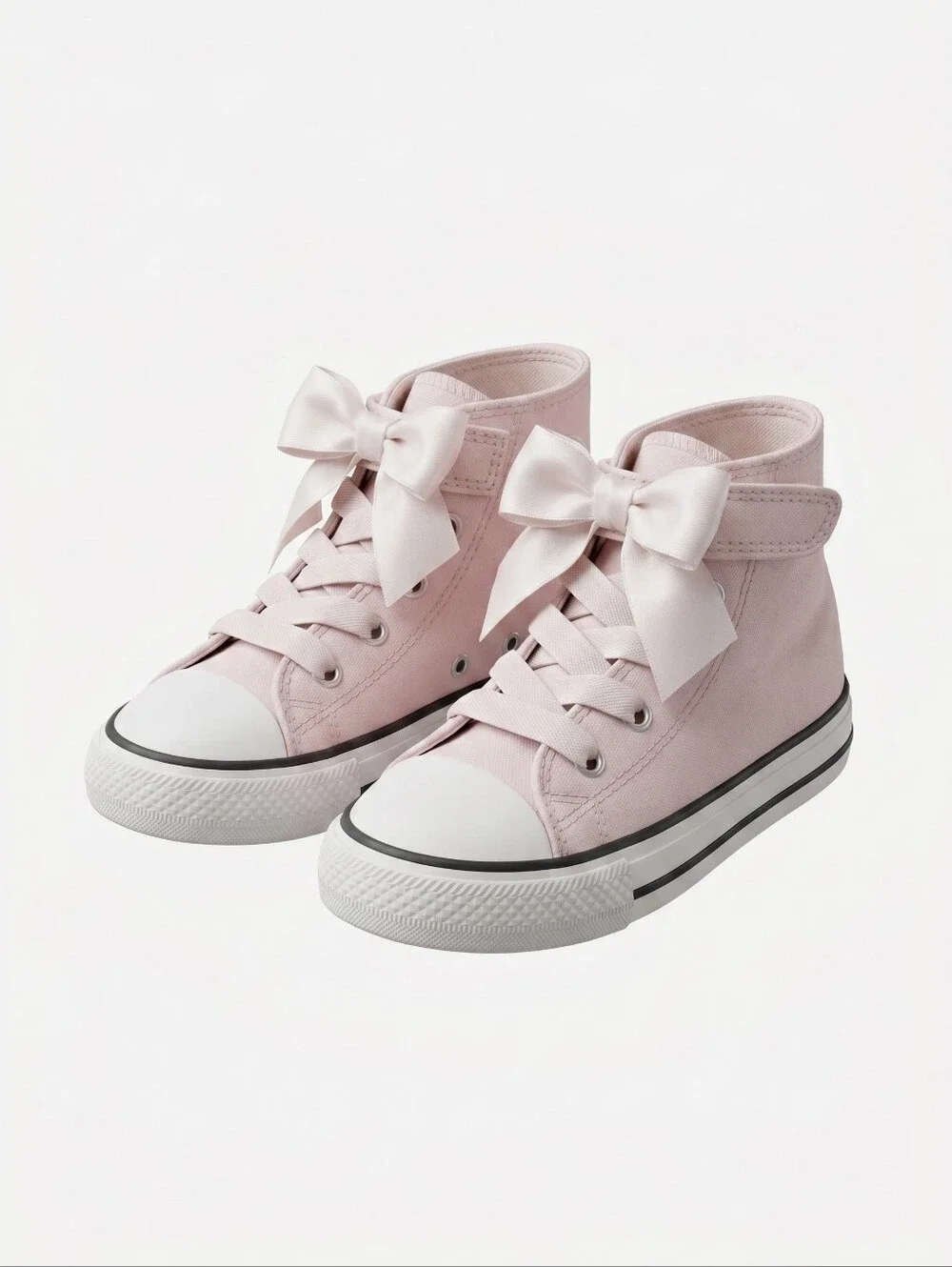 Converse Kids Light Pink High-Top Sneakers with Bow